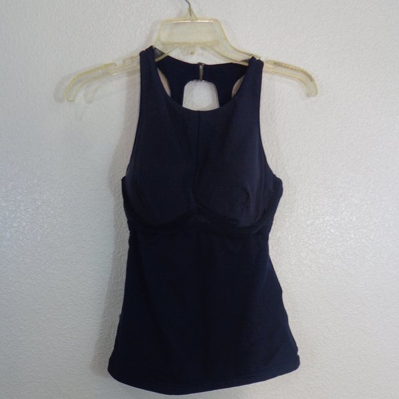 NWOT Athleta High Neck Maldives Tankini Swimsuit Top Dress Blue Navy sz 34B/C - Picture 5 of 7